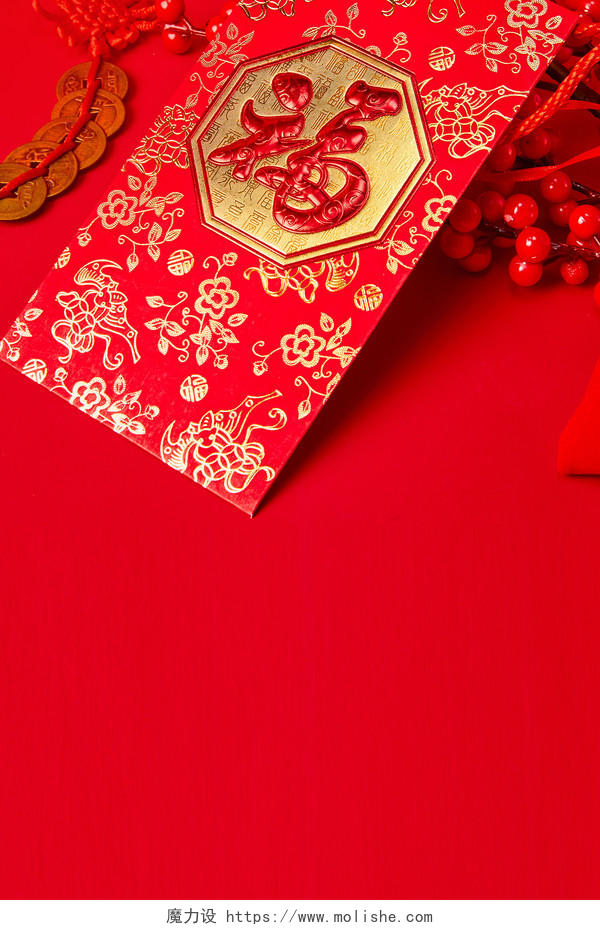 红色中国传统节日新春过年虎年春节海报背景小年